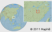 Savanna Style Location Map of Fuzhou Shi, hill shading