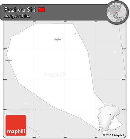 Silver Style Simple Map of Fuzhou Shi