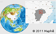 Physical Location Map of Jinxian, highlighted country, highlighted parent region