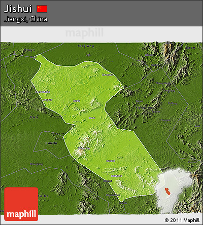Physical 3D Map of Jishui, darken