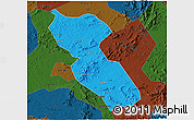 Political 3D Map of Jishui, darken