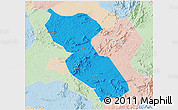 Political 3D Map of Jishui, lighten
