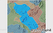 Political 3D Map of Jishui, semi-desaturated