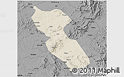 Shaded Relief 3D Map of Jishui, darken, desaturated