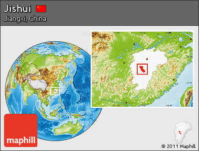 Physical Location Map of Jishui, highlighted parent region