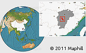Satellite Location Map of Jishui, highlighted country, highlighted parent region
