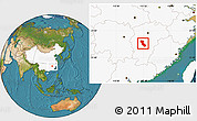 Satellite Location Map of Jishui, highlighted country