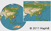 Satellite Location Map of Jishui, highlighted parent region, within the entire country