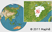 Satellite Location Map of Jishui, highlighted parent region