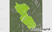 Physical Map of Jishui, darken, semi-desaturated