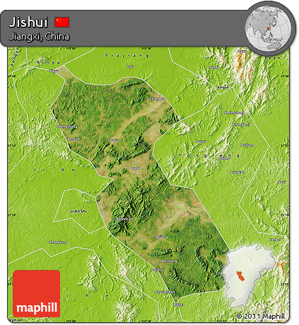 Satellite Map of Jishui, physical outside