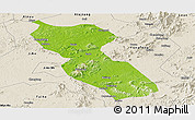 Physical Panoramic Map of Jishui, shaded relief outside