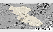 Shaded Relief Panoramic Map of Jishui, darken, desaturated