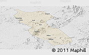 Shaded Relief Panoramic Map of Jishui, lighten, desaturated