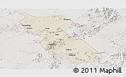 Shaded Relief Panoramic Map of Jishui, lighten, semi-desaturated