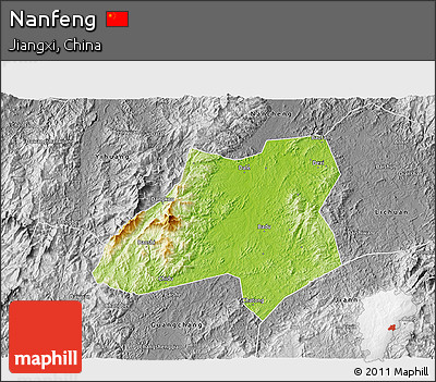 Physical 3D Map of Nanfeng, desaturated