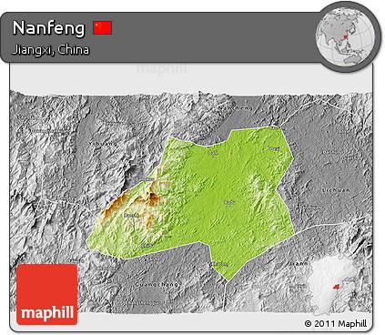 Physical 3D Map of Nanfeng, desaturated