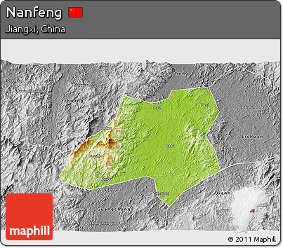 Physical 3D Map of Nanfeng, desaturated