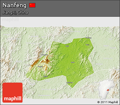 Physical 3D Map of Nanfeng, lighten