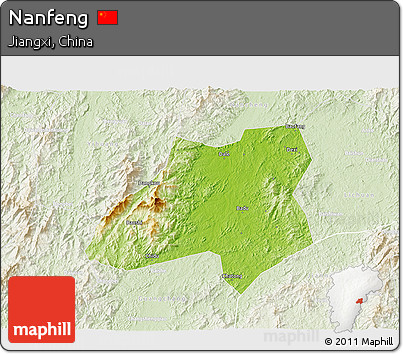 Physical 3D Map of Nanfeng, lighten