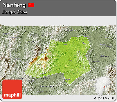 Physical 3D Map of Nanfeng, semi-desaturated