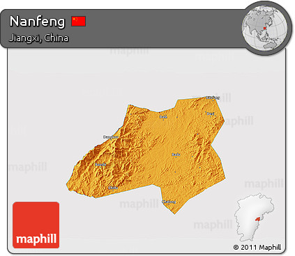 Political 3D Map of Nanfeng, single color outside