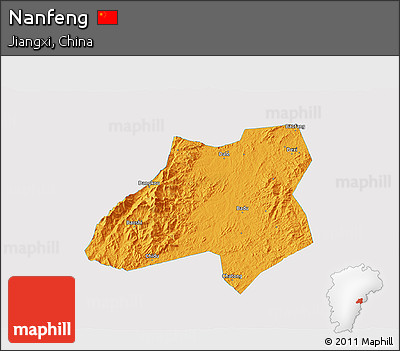 Political 3D Map of Nanfeng, single color outside