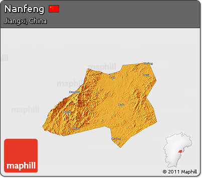 Political 3D Map of Nanfeng, single color outside