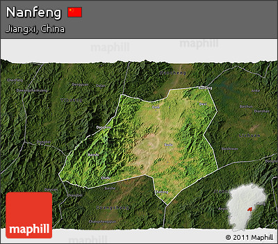 Satellite 3D Map of Nanfeng, darken
