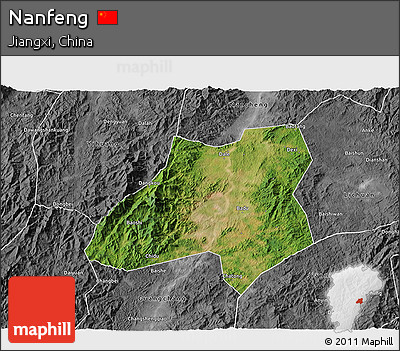 Satellite 3D Map of Nanfeng, desaturated