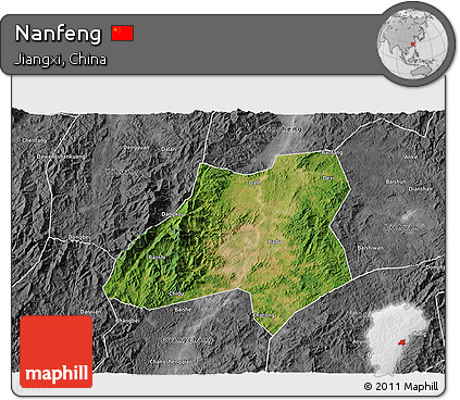 Satellite 3D Map of Nanfeng, desaturated