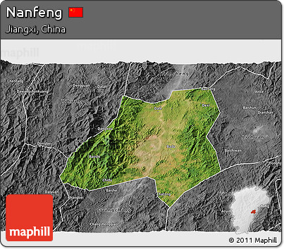 Satellite 3D Map of Nanfeng, desaturated