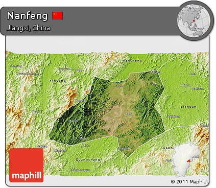 Satellite 3D Map of Nanfeng, physical outside