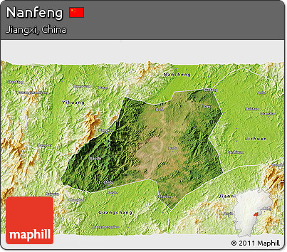 Satellite 3D Map of Nanfeng, physical outside