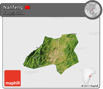 Satellite 3D Map of Nanfeng, single color outside