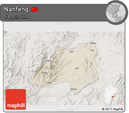 Shaded Relief 3D Map of Nanfeng, lighten