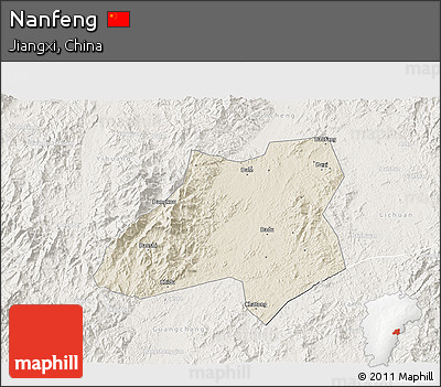 Shaded Relief 3D Map of Nanfeng, lighten