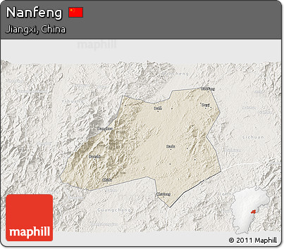 Shaded Relief 3D Map of Nanfeng, lighten
