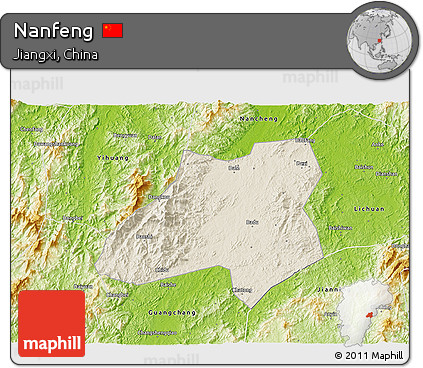 Shaded Relief 3D Map of Nanfeng, physical outside