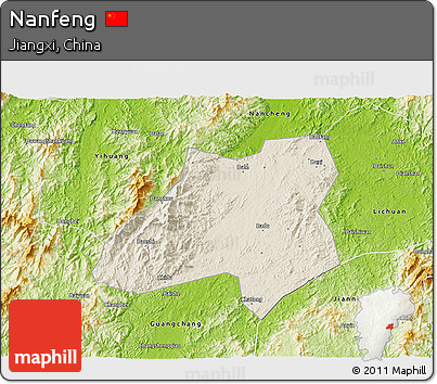 Shaded Relief 3D Map of Nanfeng, physical outside