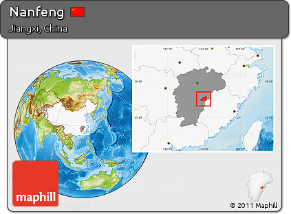 Physical Location Map of Nanfeng, highlighted country, highlighted parent region