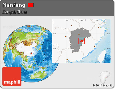 Physical Location Map of Nanfeng, highlighted country, highlighted parent region