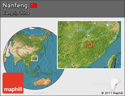 Satellite Location Map of Nanfeng