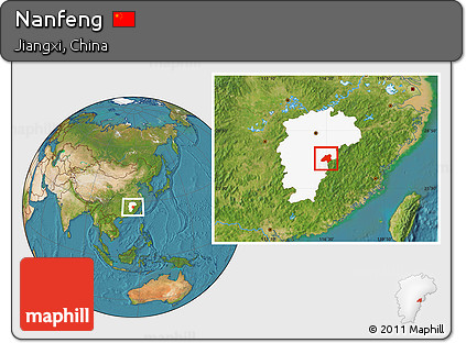 Satellite Location Map of Nanfeng, highlighted parent region