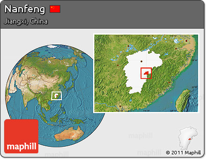 Satellite Location Map of Nanfeng, highlighted parent region