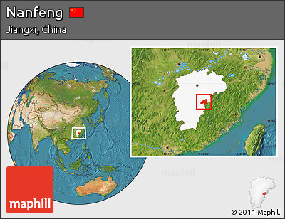 Satellite Location Map of Nanfeng, highlighted parent region
