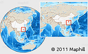 Shaded Relief Location Map of Nanfeng, highlighted country, within the entire country