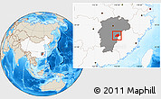 Shaded Relief Location Map of Nanfeng, highlighted country, highlighted parent region