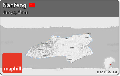 Gray Panoramic Map of Nanfeng, single color outside