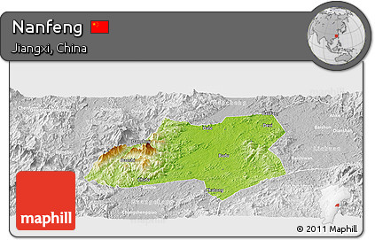 Physical Panoramic Map of Nanfeng, lighten, desaturated